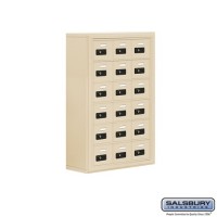 Salsbury Cell Phone Storage Locker - 6 Door High Unit (8 Inch Deep Compartments) - 18 A Doors - Sandstone - Surface Mounted - Resettable Combination Locks