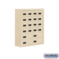 Salsbury Cell Phone Storage Locker - 6 Door High Unit (8 Inch Deep Compartments) - 16 A Doors and 4 B Doors - Sandstone - Surface Mounted - Resettable Combination Locks