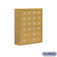 Salsbury Cell Phone Storage Locker - 6 Door High Unit (8 Inch Deep Compartments) - 16 A Doors and 4 B Doors - Gold - Surface Mounted - Master Keyed Locks