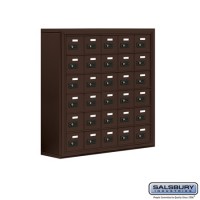 Salsbury Cell Phone Storage Locker - 6 Door High Unit (8 Inch Deep Compartments) - 30 A Doors - Bronze - Surface Mounted - Resettable Combination Locks