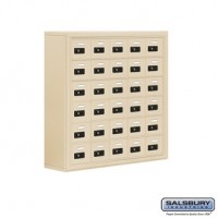 Salsbury Cell Phone Storage Locker - 6 Door High Unit (8 Inch Deep Compartments) - 30 A Doors - Sandstone - Surface Mounted - Resettable Combination Locks