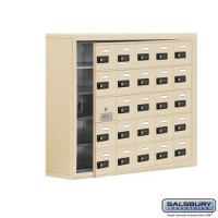 Salsbury Cell Phone Storage Locker - with Front Access Panel - 5 Door High Unit (8 Inch Deep Compartments) - 25 A Doors (24 usable) - Sandstone - Surface Mounted - Resettable Combination Locks