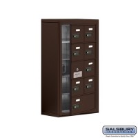 Salsbury Cell Phone Storage Locker - with Front Access Panel - 5 Door High Unit (8 Inch Deep Compartments) - 8 A Doors (7 usable) and 1 B Door - Bronze - Surface Mounted - Resettable Combination Locks