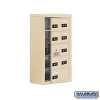 Salsbury Cell Phone Storage Locker - with Front Access Panel - 5 Door High Unit (8 Inch Deep Compartments) - 8 A Doors (7 usable) and 1 B Door - Sandstone - Surface Mounted - Resettable Combination Locks