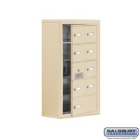 Salsbury Cell Phone Storage Locker - with Front Access Panel - 5 Door High Unit (8 Inch Deep Compartments) - 8 A Doors (7 usable) and 1 B Door - Sandstone - Surface Mounted - Master Keyed Locks
