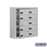 Salsbury Cell Phone Storage Locker - with Front Access Panel - 5 Door High Unit (8 Inch Deep Compartments) - 10 B Doors (9 usable) - steel - Surface Mounted - Resettable Combination Locks