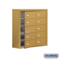 Salsbury Cell Phone Storage Locker - with Front Access Panel - 5 Door High Unit (8 Inch Deep Compartments) - 10 B Doors (9 usable) - Gold - Surface Mounted - Master Keyed Locks