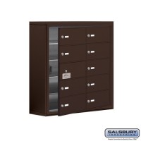 Salsbury Cell Phone Storage Locker - with Front Access Panel - 5 Door High Unit (8 Inch Deep Compartments) - 10 B Doors (9 usable) - Bronze - Surface Mounted - Master Keyed Locks