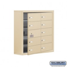 Salsbury Cell Phone Storage Locker - with Front Access Panel - 5 Door High Unit (8 Inch Deep Compartments) - 10 B Doors (9 usable) - Sandstone - Surface Mounted - Master Keyed Locks