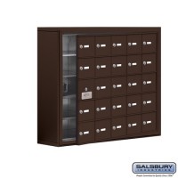 Salsbury Cell Phone Storage Locker - with Front Access Panel - 5 Door High Unit (8 Inch Deep Compartments) - 25 A Doors (24 usable) - Bronze - Surface Mounted - Master Keyed Locks