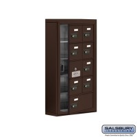 Salsbury Cell Phone Storage Locker - with Front Access Panel - 5 Door High Unit (5 Inch Deep Compartments) - 8 A Doors (7 usable) and 1 B Door - Bronze - Surface Mounted - Resettable Combination Locks