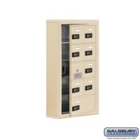 Salsbury Cell Phone Storage Locker - with Front Access Panel - 5 Door High Unit (5 Inch Deep Compartments) - 8 A Doors (7 usable) and 1 B Door - Sandstone - Surface Mounted - Resettable Combination Locks