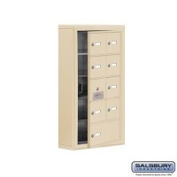 Salsbury Cell Phone Storage Locker - with Front Access Panel - 5 Door High Unit (5 Inch Deep Compartments) - 8 A Doors (7 usable) and 1 B Door - Sandstone - Surface Mounted - Master Keyed Locks