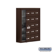 Salsbury Cell Phone Storage Locker - with Front Access Panel - 5 Door High Unit (5 Inch Deep Compartments) - 15 A Doors (14 usable) - Bronze - Surface Mounted - Master Keyed Locks