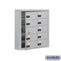 Salsbury Cell Phone Storage Locker - with Front Access Panel - 5 Door High Unit (5 Inch Deep Compartments) - 10 B Doors (9 usable) - steel - Surface Mounted - Resettable Combination Locks