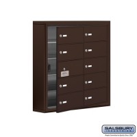 Salsbury Cell Phone Storage Locker - with Front Access Panel - 5 Door High Unit (5 Inch Deep Compartments) - 10 B Doors (9 usable) - Gold - Surface Mounted - Master Keyed Locks