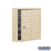 Salsbury Cell Phone Storage Locker - with Front Access Panel - 5 Door High Unit (5 Inch Deep Compartments) - 10 B Doors (9 usable) - Sandstone - Surface Mounted - Master Keyed Locks