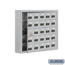 Salsbury Cell Phone Storage Locker - with Front Access Panel - 5 Door High Unit (5 Inch Deep Compartments) - 25 A Doors (24 usable) - steel - Surface Mounted - Resettable Combination Locks