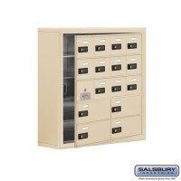 Salsbury Cell Phone Storage Locker - with Front Access Panel - 5 Door High Unit (8 Inch Deep Compartments) - 12 A Doors (11 usable) and 4 B Doors - Sandstone - Surface Mounted - Resettable Combination Locks