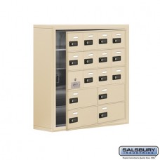 Salsbury Cell Phone Storage Locker - with Front Access Panel - 5 Door High Unit (8 Inch Deep Compartments) - 12 A Doors (11 usable) and 4 B Doors - Sandstone - Surface Mounted - Resettable Combination Locks