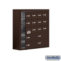 Salsbury Cell Phone Storage Locker - with Front Access Panel - 5 Door High Unit (8 Inch Deep Compartments) - 12 A Doors (11 usable) and 4 B Doors - Bronze - Surface Mounted - Master Keyed Locks