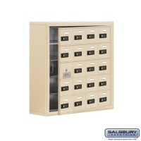 Salsbury Cell Phone Storage Locker - with Front Access Panel - 5 Door High Unit (8 Inch Deep Compartments) - 20 A Doors (19 usable) - Sandstone - Surface Mounted - Resettable Combination Locks