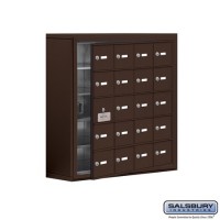 Salsbury Cell Phone Storage Locker - with Front Access Panel - 5 Door High Unit (8 Inch Deep Compartments) - 20 A Doors (19 usable) - Bronze - Surface Mounted - Master Keyed Locks