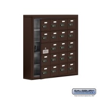 Salsbury Cell Phone Storage Locker - with Front Access Panel - 5 Door High Unit (5 Inch Deep Compartments) - 20 A Doors (19 usable) - Bronze - Surface Mounted - Resettable Combination Locks