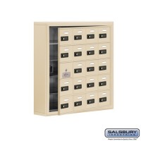 Salsbury Cell Phone Storage Locker - with Front Access Panel - 5 Door High Unit (5 Inch Deep Compartments) - 20 A Doors (19 usable) - Sandstone - Surface Mounted - Resettable Combination Locks