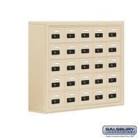 Salsbury Cell Phone Storage Locker - 5 Door High Unit (8 Inch Deep Compartments) - 25 A Doors - Sandstone - Surface Mounted - Resettable Combination Locks