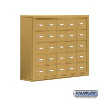 Salsbury Cell Phone Storage Locker - 5 Door High Unit (8 Inch Deep Compartments) - 25 A Doors - Gold - Surface Mounted - Master Keyed Locks