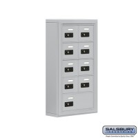 Salsbury Cell Phone Storage Locker - 5 Door High Unit (5 Inch Deep Compartments) - 8 A Doors and 1 B Door - steel - Surface Mounted - Resettable Combination Locks