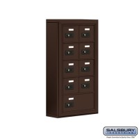 Salsbury Cell Phone Storage Locker - 5 Door High Unit (5 Inch Deep Compartments) - 8 A Doors and 1 B Door - Bronze - Surface Mounted - Resettable Combination Locks