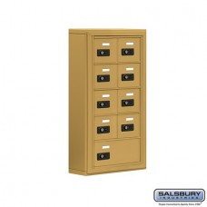 Salsbury Cell Phone Storage Locker - 5 Door High Unit (5 Inch Deep Compartments) - 8 A Doors and 1 B Door - Gold - Surface Mounted - Resettable Combination Locks