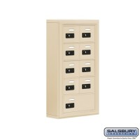 Salsbury Cell Phone Storage Locker - 5 Door High Unit (5 Inch Deep Compartments) - 8 A Doors and 1 B Door - Sandstone - Surface Mounted - Resettable Combination Locks