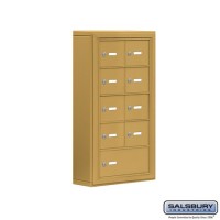 Salsbury Cell Phone Storage Locker - 5 Door High Unit (5 Inch Deep Compartments) - 8 A Doors and 1 B Door - Gold - Surface Mounted - Master Keyed Locks