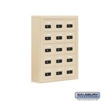 Salsbury Cell Phone Storage Locker - 5 Door High Unit (5 Inch Deep Compartments) - 15 A Doors - Sandstone - Surface Mounted - Resettable Combination Locks