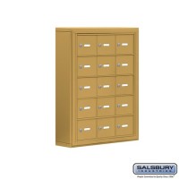 Salsbury Cell Phone Storage Locker - 5 Door High Unit (5 Inch Deep Compartments) - 15 A Doors - Gold - Surface Mounted - Master Keyed Locks