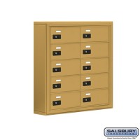 Salsbury Cell Phone Storage Locker - 5 Door High Unit (5 Inch Deep Compartments) - 10 B Doors - Gold - Surface Mounted - Resettable Combination Locks