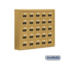 Salsbury Cell Phone Storage Locker - 5 Door High Unit (5 Inch Deep Compartments) - 25 A Doors - Gold - Surface Mounted - Resettable Combination Locks