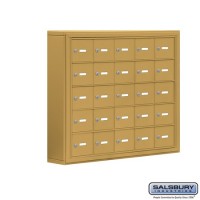 Salsbury Cell Phone Storage Locker - 5 Door High Unit (5 Inch Deep Compartments) - 25 A Doors - Gold - Surface Mounted - Master Keyed Locks