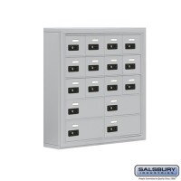 Salsbury Cell Phone Storage Locker - 5 Door High Unit (5 Inch Deep Compartments) - 12 A Doors and 4 B Doors - steel - Surface Mounted - Resettable Combination Locks