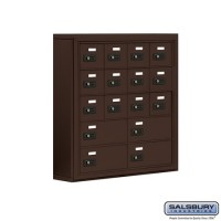 Salsbury Cell Phone Storage Locker - 5 Door High Unit (5 Inch Deep Compartments) - 12 A Doors and 4 B Doors - Bronze - Surface Mounted - Resettable Combination Locks