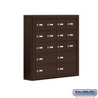 Salsbury Cell Phone Storage Locker - 5 Door High Unit (5 Inch Deep Compartments) - 12 A Doors and 4 B Doors - Bronze - Surface Mounted - Master Keyed Locks
