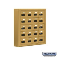 Salsbury Cell Phone Storage Locker - 5 Door High Unit (5 Inch Deep Compartments) - 20 A Doors - Gold - Surface Mounted - Resettable Combination Locks
