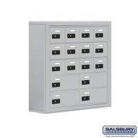 Salsbury Cell Phone Storage Locker - 5 Door High Unit (8 Inch Deep Compartments) - 12 A Doors and 4 B Doors - steel - Surface Mounted - Resettable Combination Locks