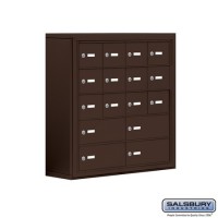 Salsbury Cell Phone Storage Locker - 5 Door High Unit (8 Inch Deep Compartments) - 12 A Doors and 4 B Doors - Bronze - Surface Mounted - Master Keyed Locks