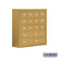 Salsbury Cell Phone Storage Locker - 5 Door High Unit (8 Inch Deep Compartments) - 12 A Doors and 4 B Doors - Gold - Surface Mounted - Master Keyed Locks
