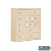 Salsbury Cell Phone Storage Locker - 5 Door High Unit (8 Inch Deep Compartments) - 12 A Doors and 4 B Doors - Sandstone - Surface Mounted - Master Keyed Locks