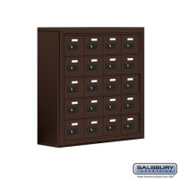 Salsbury Cell Phone Storage Locker - 5 Door High Unit (8 Inch Deep Compartments) - 20 A Doors - Bronze - Surface Mounted - Resettable Combination Locks